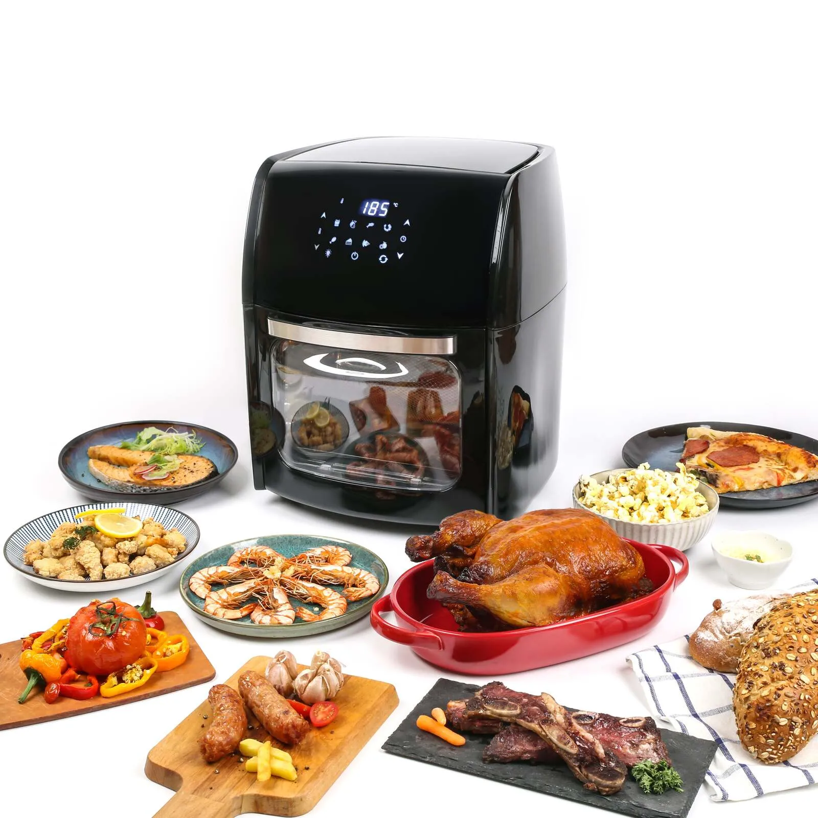 14L Digital Turbo Air Fryer Cooker | Rolling Cage | Rotisserie | Versatile Cooking