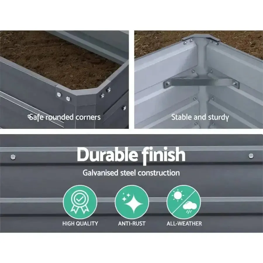 2 X Green Fingers Garden Bed - Grey (100 x 100 x 77 cm)