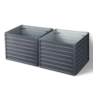 2 X Green Fingers Garden Bed - Grey (100 x 100 x 77 cm)