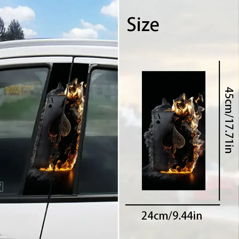 2pcs Cool Flame Poker Car Sticker Auto B Pillar