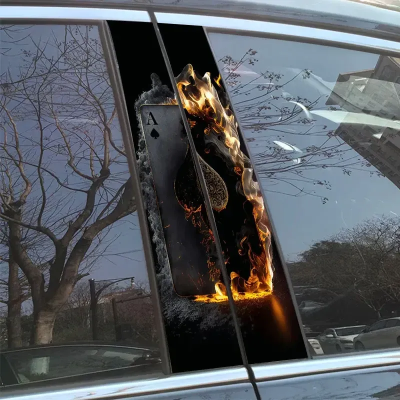 2pcs Cool Flame Poker Car Sticker Auto B Pillar