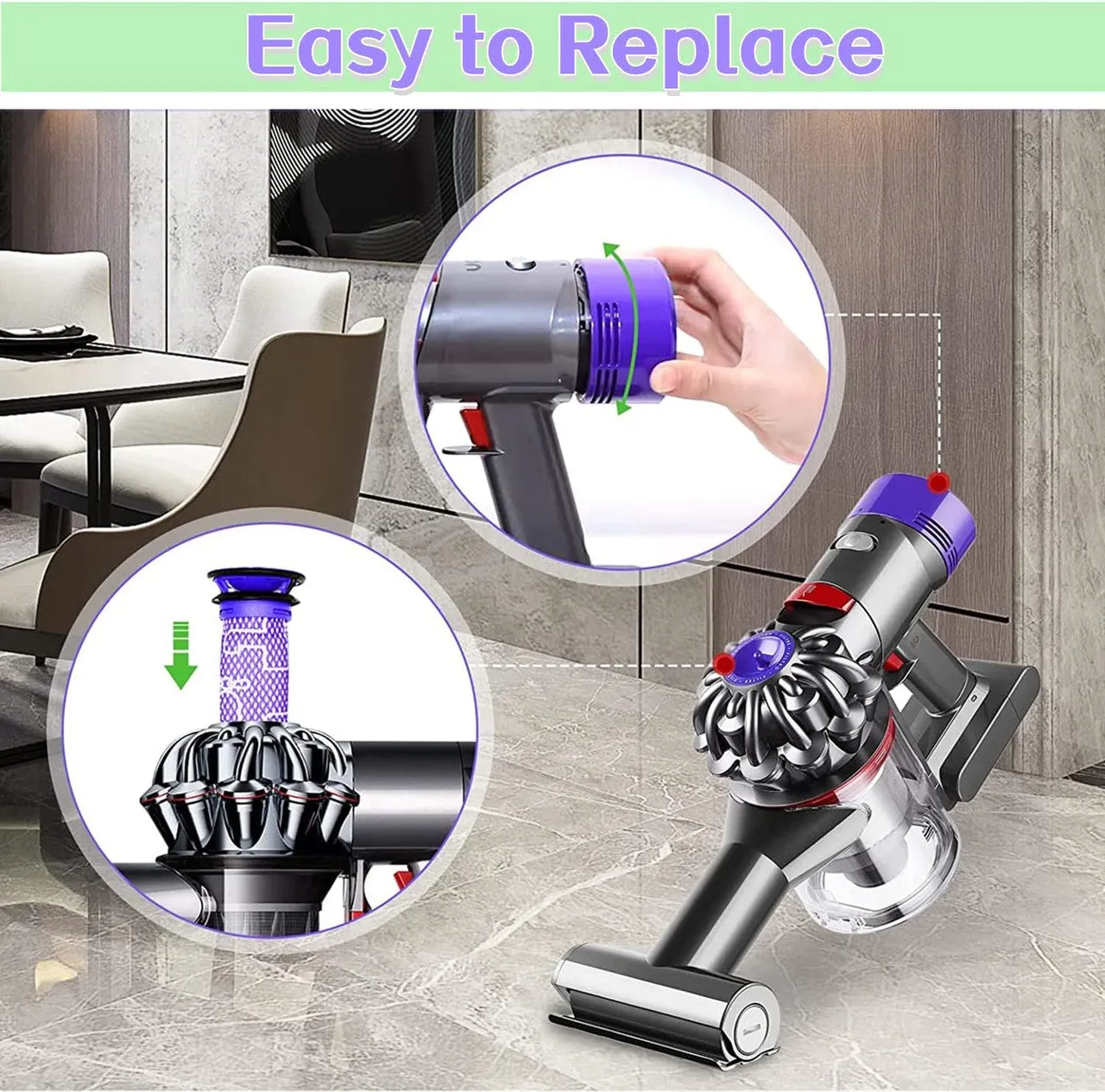 3x Filter Kits | Compatible with Dyson V7 (SV11, SV37) & V8 (SV10, SV25) Vacuum Cleaners