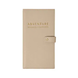 'Adventure, Memories, Happiness' Sentiment Travel Wallet | Light Taupe