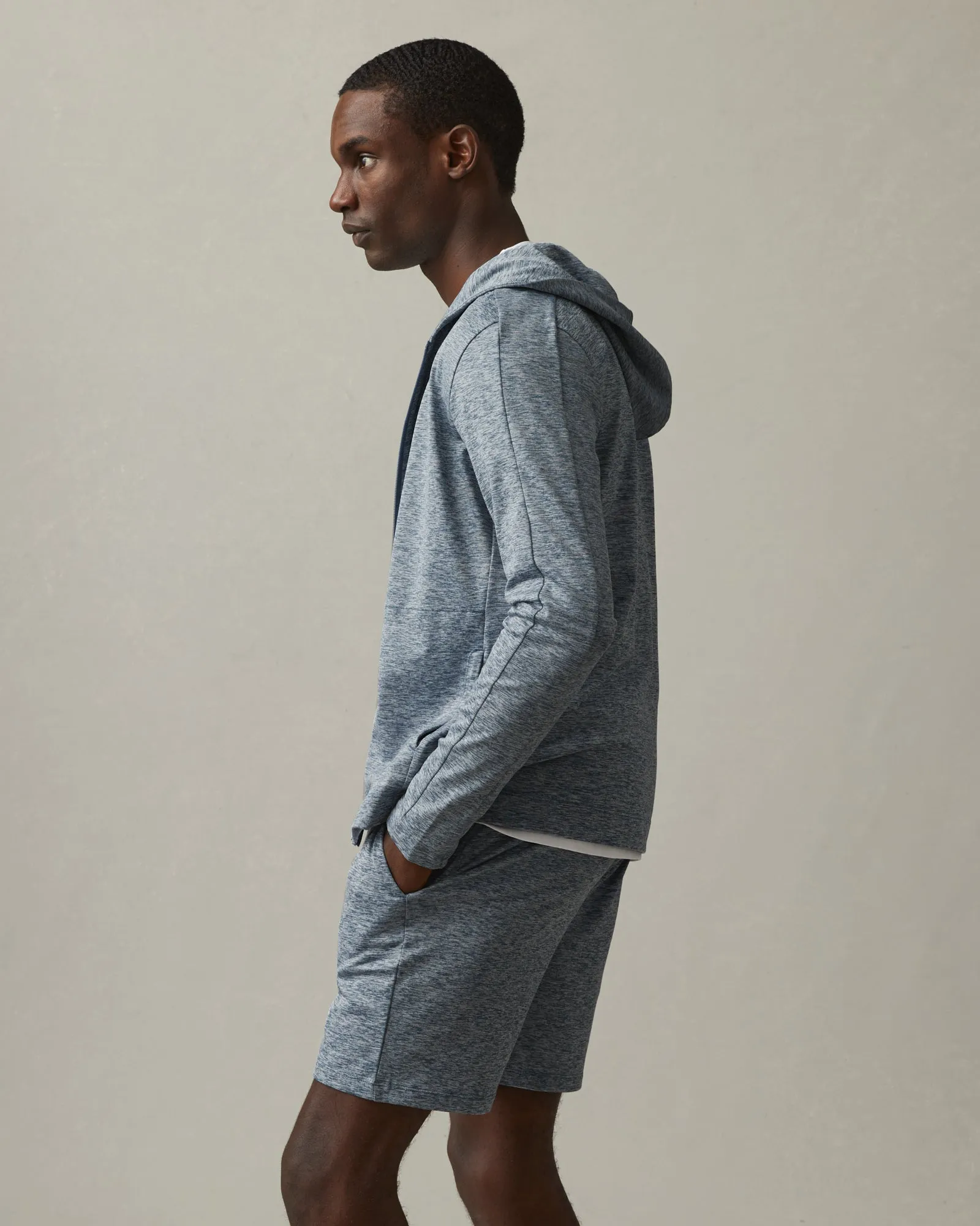 Aerial Lightweight Full Zip - Bluefin Heather