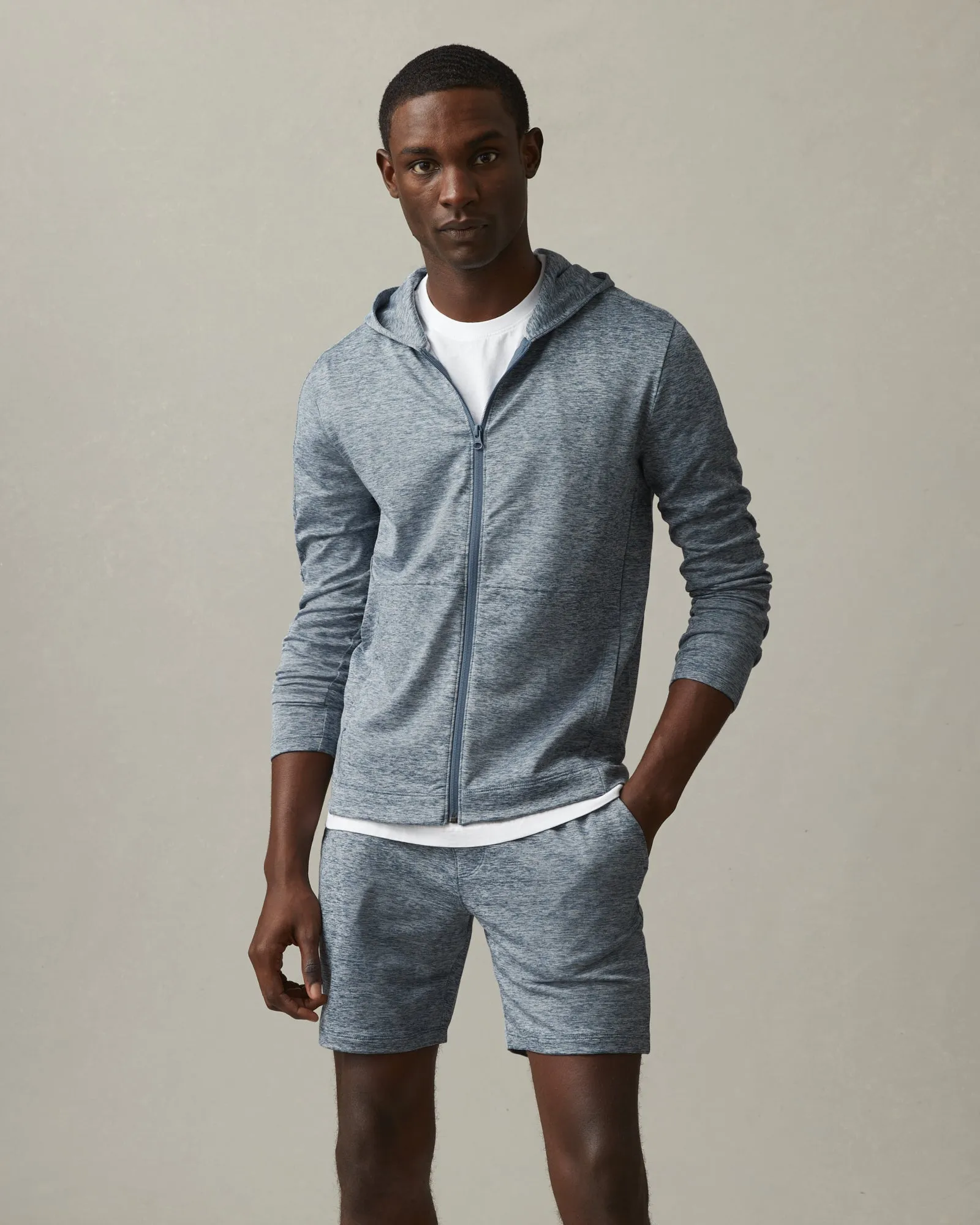 Aerial Lightweight Full Zip - Bluefin Heather