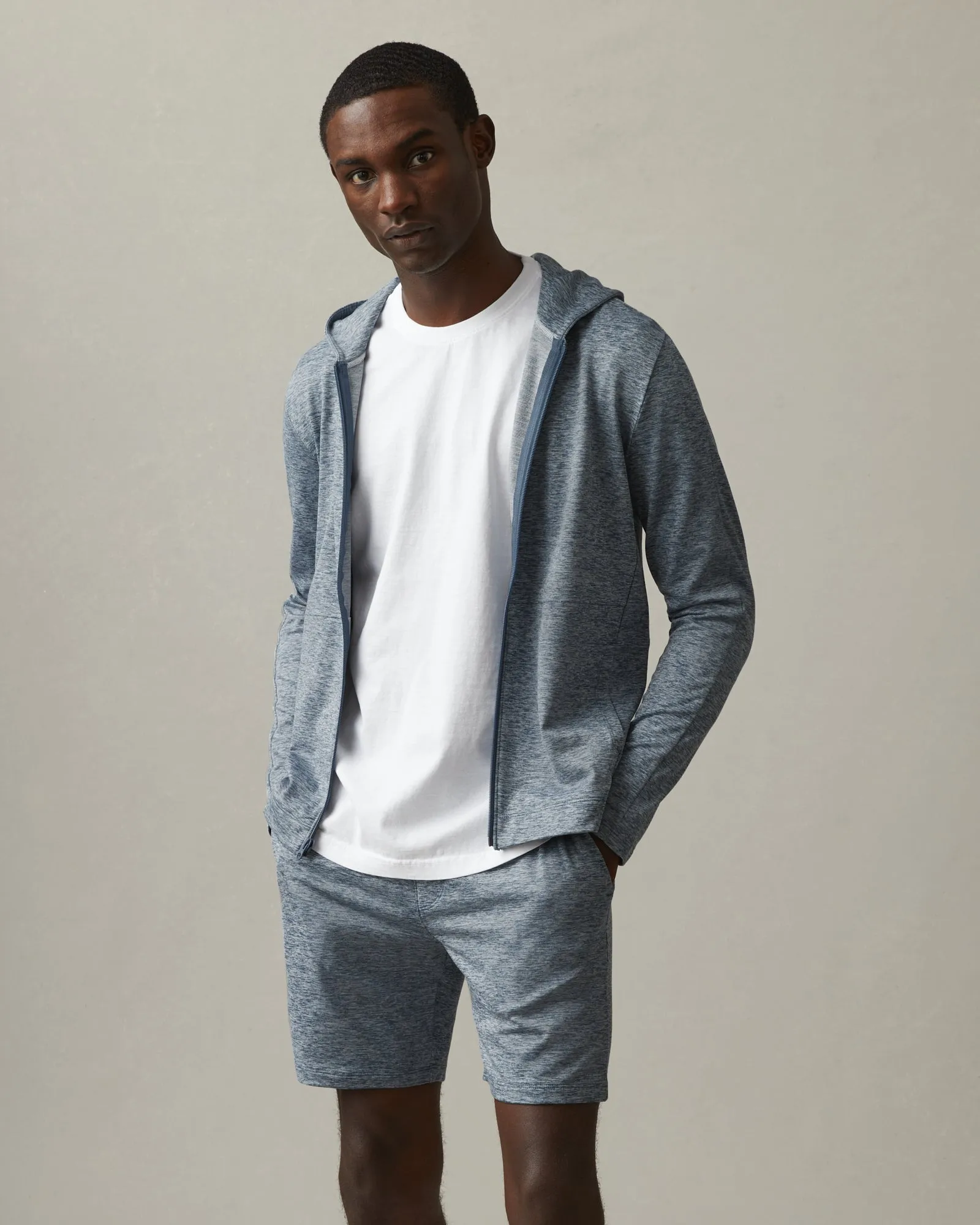 Aerial Lightweight Full Zip - Bluefin Heather