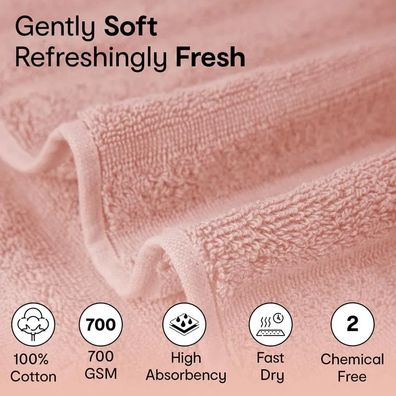 Anko Australia 100% Cotton 700 GSM XL Ribbed Bath Towel | Set of 2 | Super-Soft, Absorbent, Quick-Drying | Pink Towel for Men, Women & Kids | 150x75 cm |Travel, Gym, Spa Towel