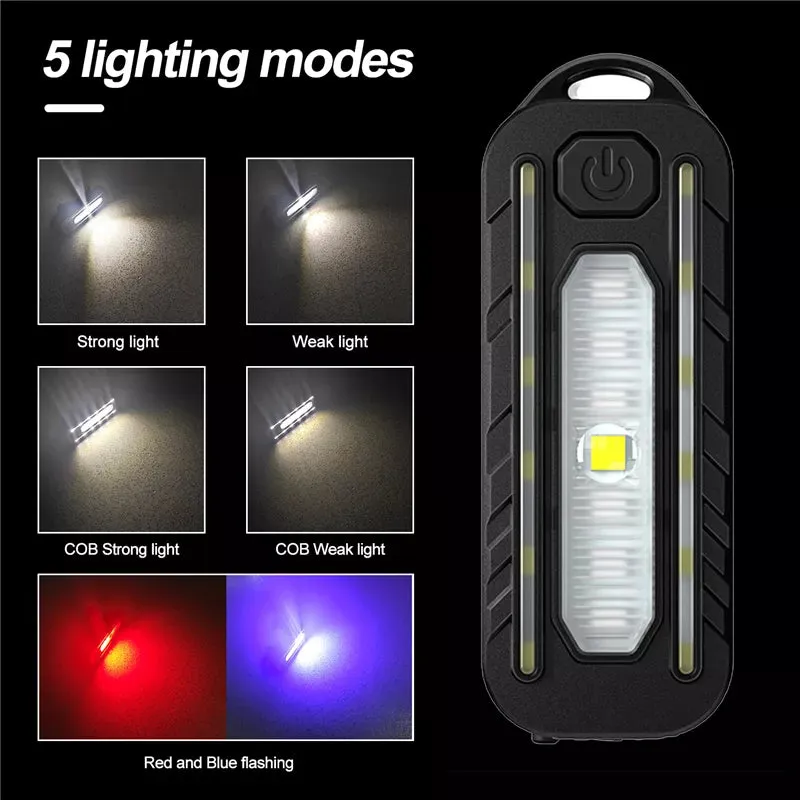 C-type Rechargeable Bicycle Tail Lamp Led Portable Flashlight Waterproof Emergency Torch Flashlamp Cycling Running Riding Hiking