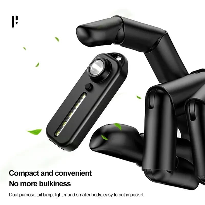 C-type Rechargeable Bicycle Tail Lamp Led Portable Flashlight Waterproof Emergency Torch Flashlamp Cycling Running Riding Hiking