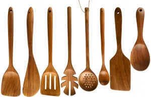 CCcollections Natural Kitchenware Teak Wood Kitchen Utensil Sets
