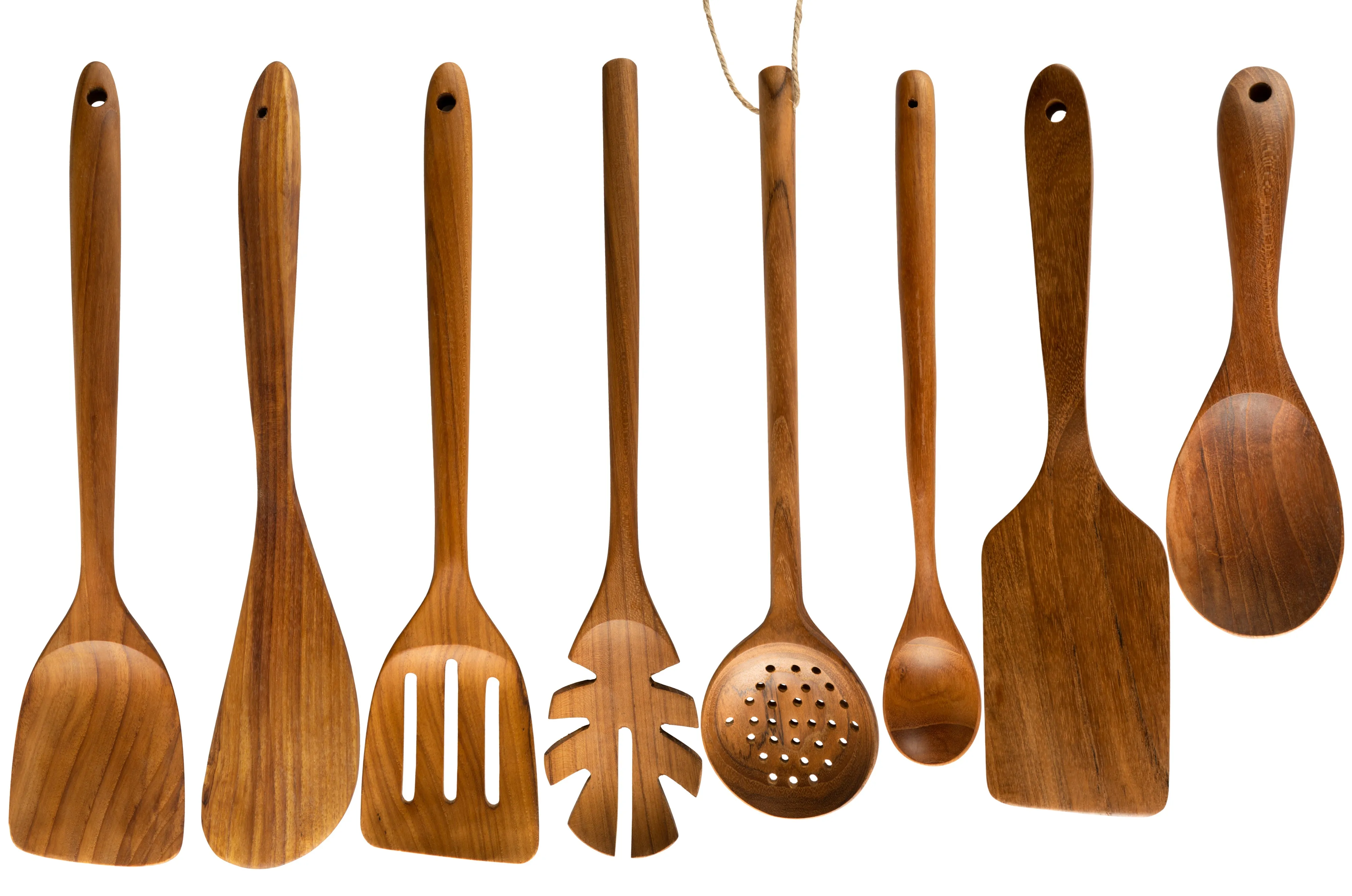 CCcollections Natural Kitchenware Teak Wood Kitchen Utensil Sets