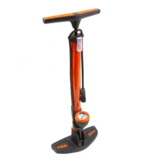 Clarks Dual Head Orange Alloy Body Bicycle Track Floor Pump With Pressure Gauge