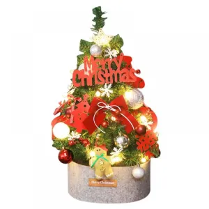 classic 24-inch Pre-Lit Battery Operated Tabletop Mini Artificial Christmas Tree Decor with LED Lights, Red Berries, Gold Ornaments, Red(Battery Not Included) Red