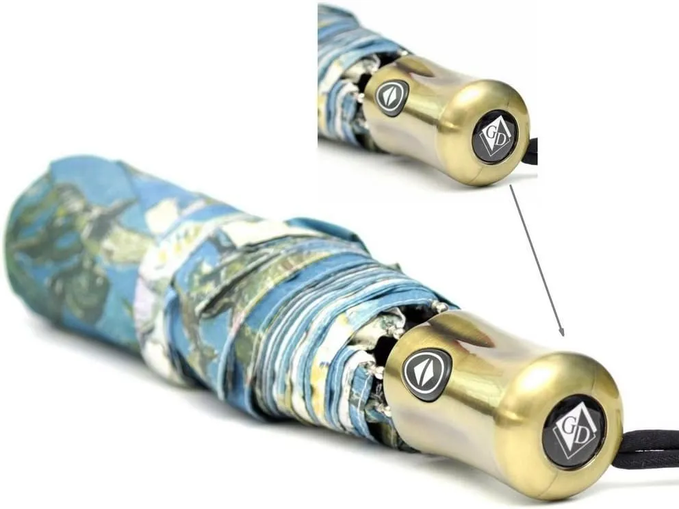 Creative Oil Painting Automatic Folding Umbrella, Anti UV Sun Protection Parasol Umbrella for Ladies (Almond Blossom)