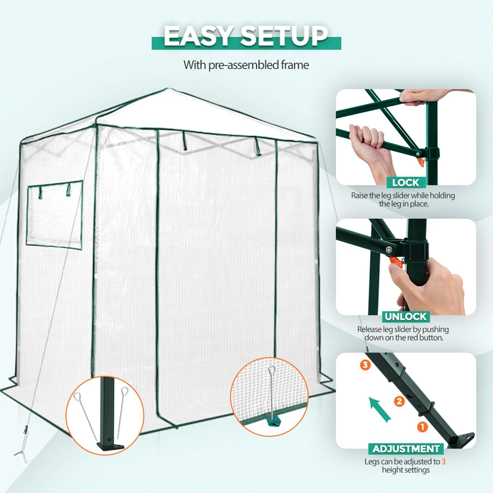 Easy Fast Setup Instant 6x4 Walk-in Indoor/Outdoor Greenhouse