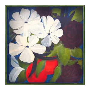 Flower Pine Tray - 15 Inch Square Floral Design