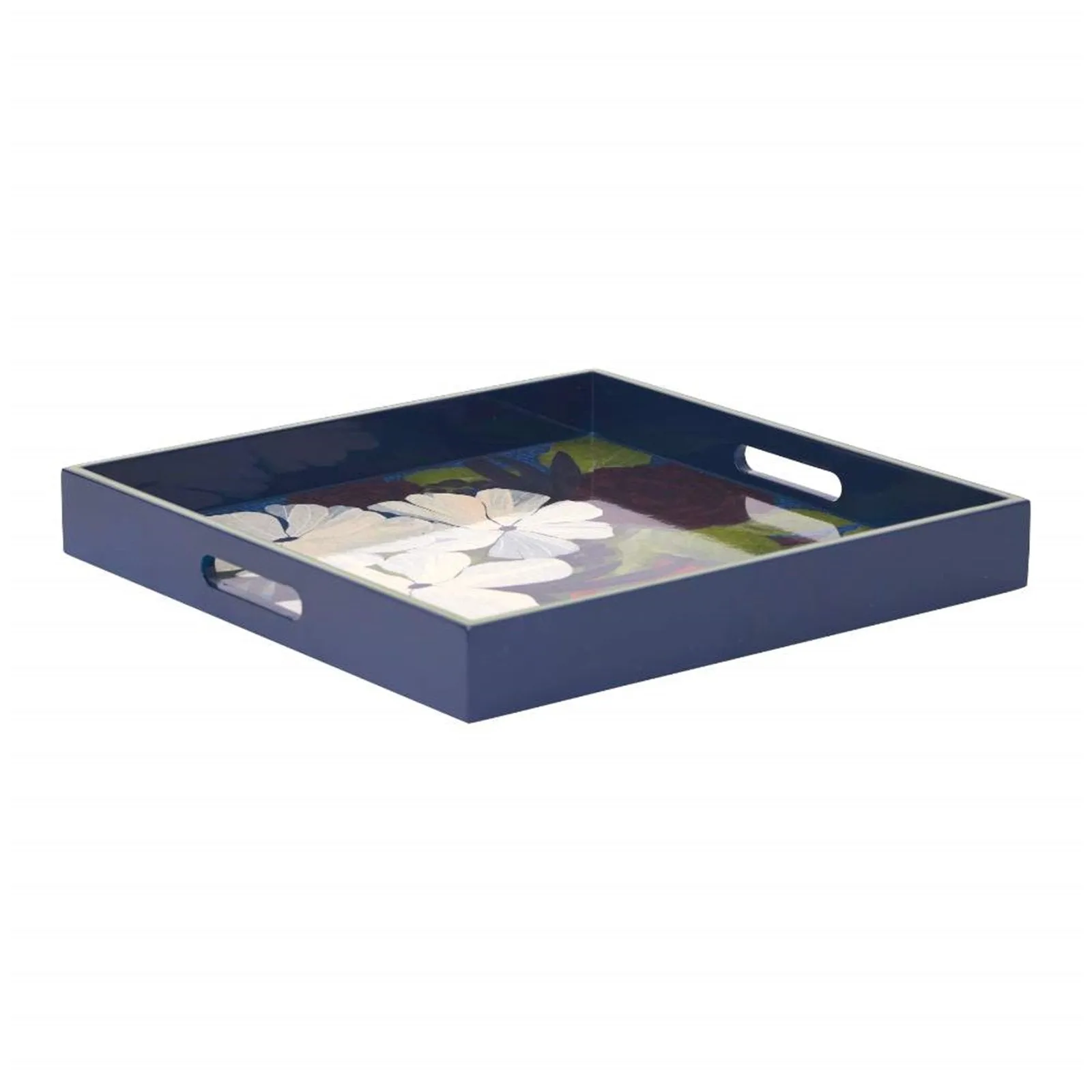 Flower Pine Tray - 15 Inch Square Floral Design
