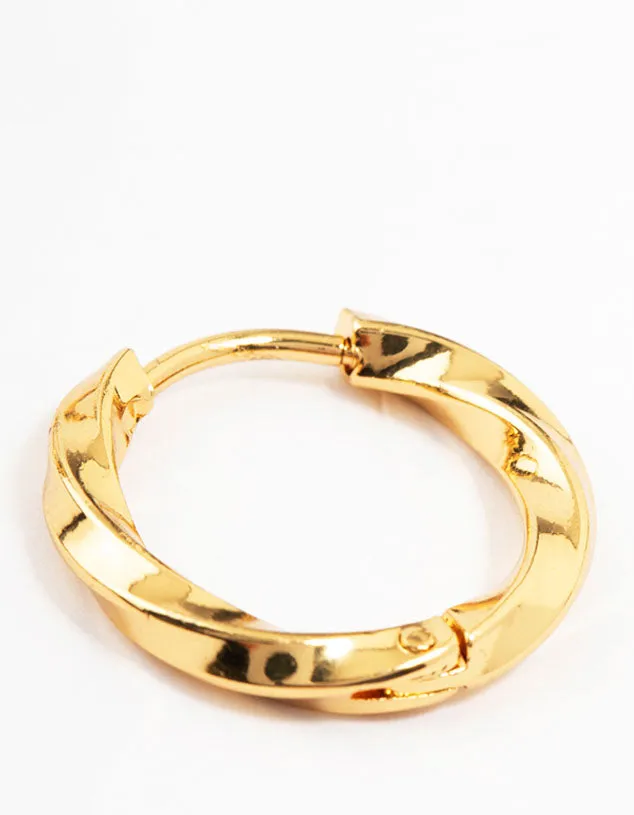 Gold Plated Stainless Steel Twisted Hoop Earrings