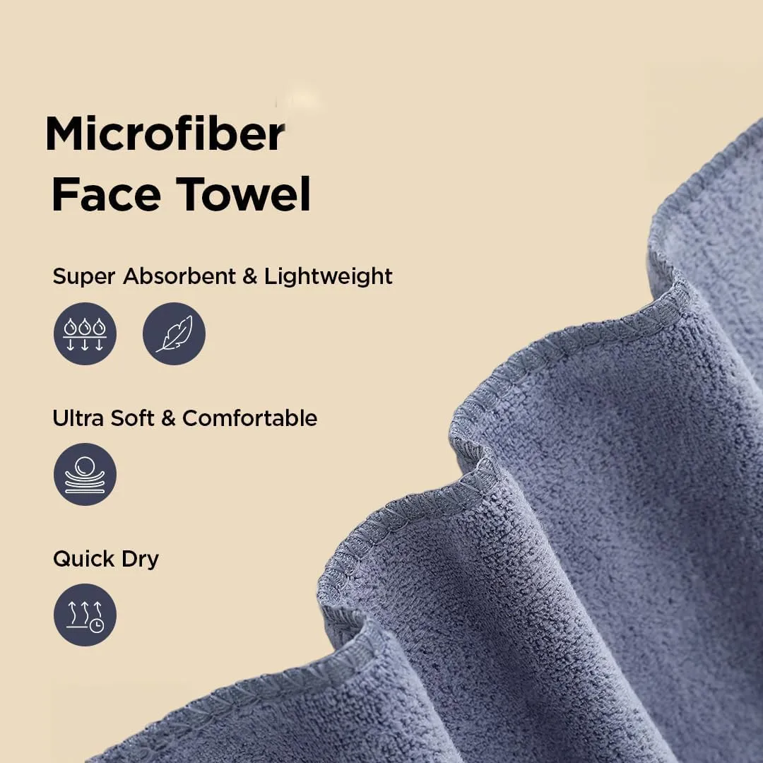 Homestic Pack of 4 Face Towel | Microfiber Hand Towel | Antibacterial Face Towel | Hair & Face Towel for Man | 400 GSM Towel | SHXS40601 | Gray