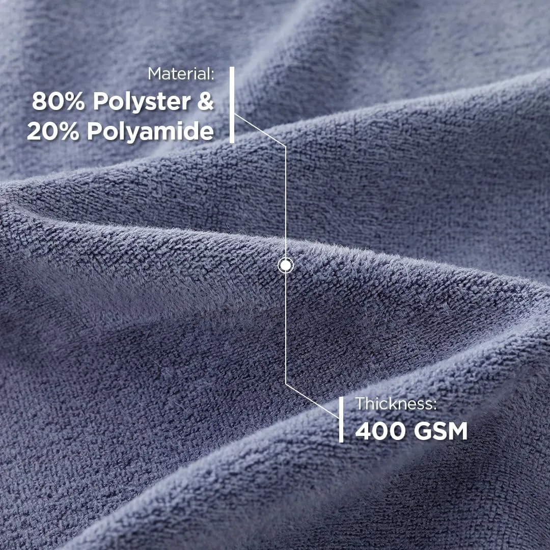 Homestic Pack of 4 Face Towel | Microfiber Hand Towel | Antibacterial Face Towel | Hair & Face Towel for Man | 400 GSM Towel | SHXS40601 | Gray