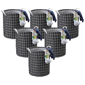 Kuber Industries Laundry Basket For Clothes|Foldable Laundry Hamper|Basket For Toys, Dirty clothes, Storage "45 LTR"-Pack of 6 (Black)