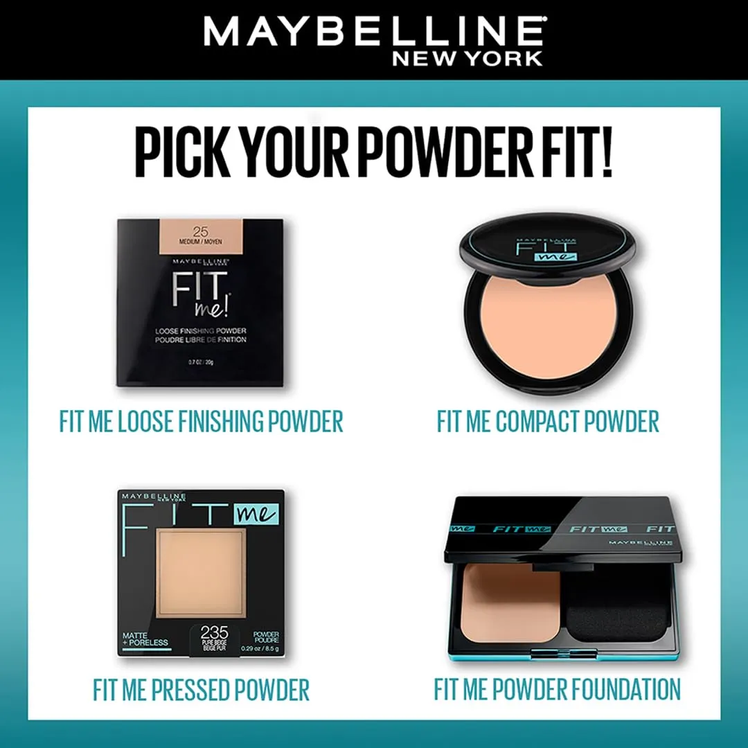 Maybelline New York Compact Powder, With SPF to Protect Skin from Sun, Absorbs Oil, Fit Me, 310 Sun Beige, 6g