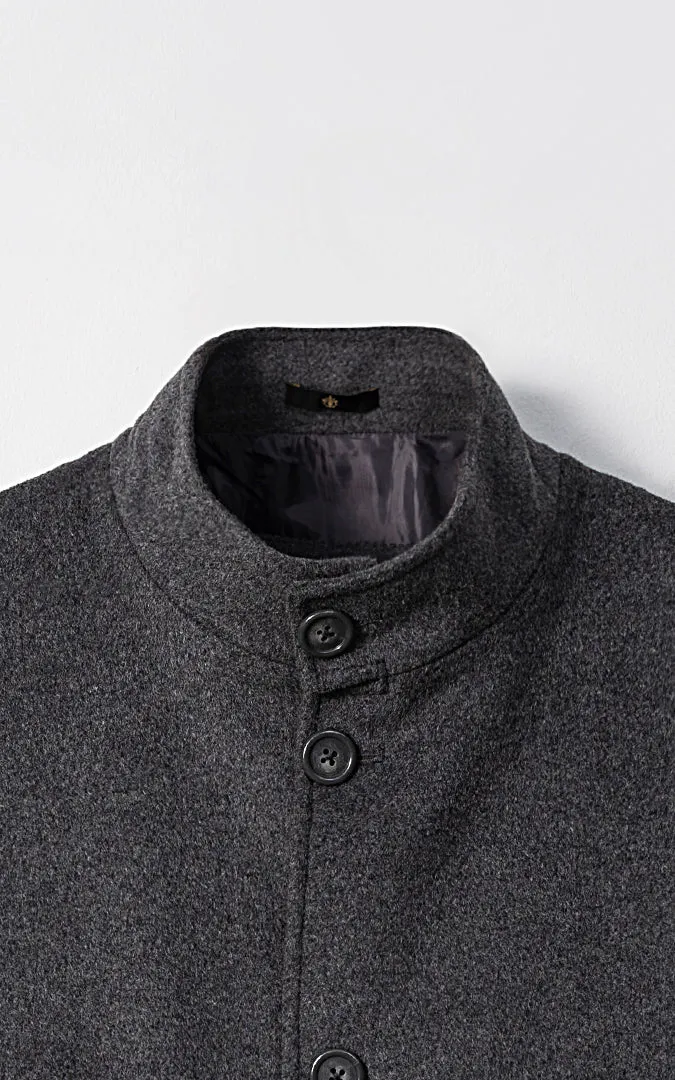 MEN'S LONG WOOL COAT CHARCOAL GREY
