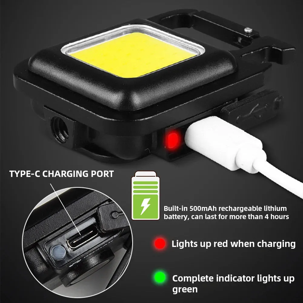 MINI Rechargeable Floodlight Keychain Flashlight Camping Easy To Carry Powerful Lantern Wide Range of Lighting Portable Lights