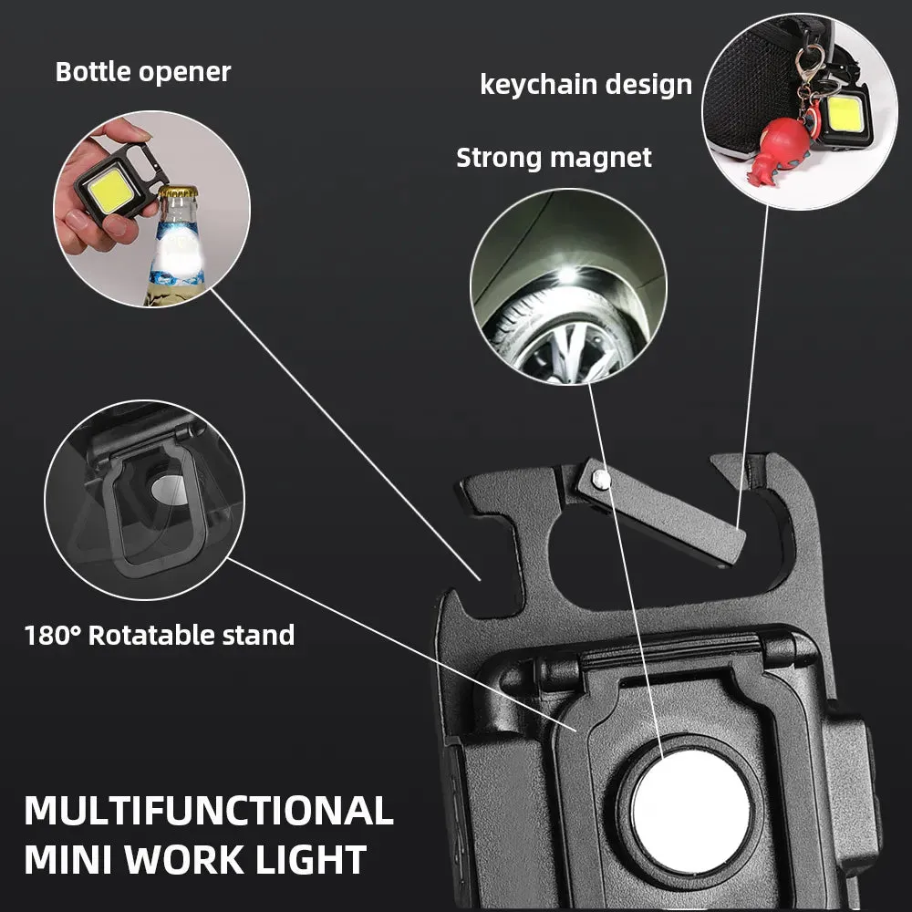 MINI Rechargeable Floodlight Keychain Flashlight Camping Easy To Carry Powerful Lantern Wide Range of Lighting Portable Lights