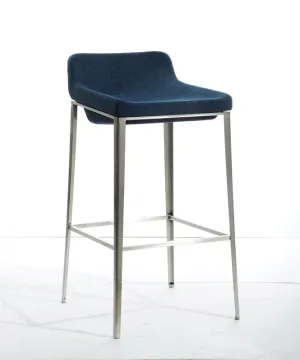 Modrest Adhil Modern Blue Fabric Bar Stool