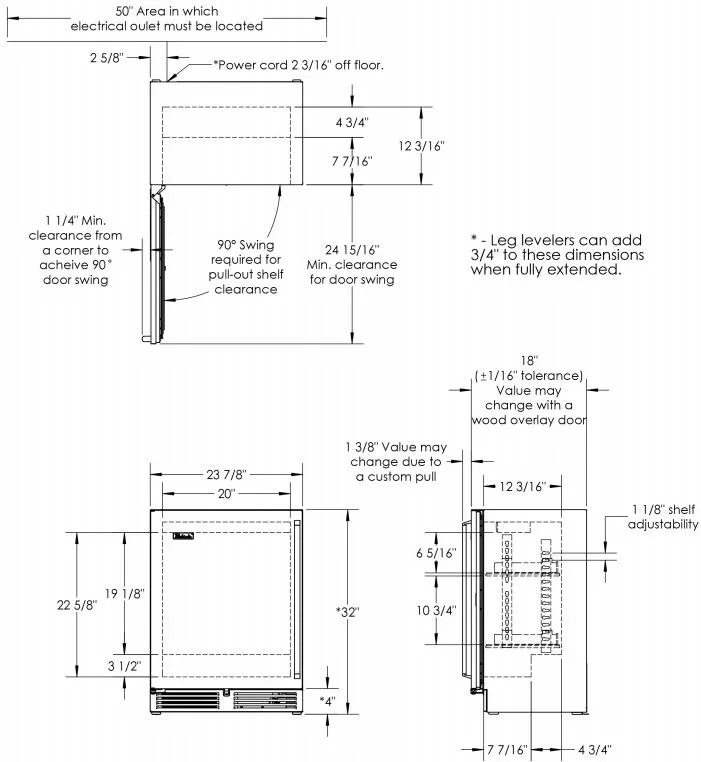 Perlick Signature Series Shallow Depth 18" Depth Outdoor Refrigerator With Stain HH24RO-4-3L