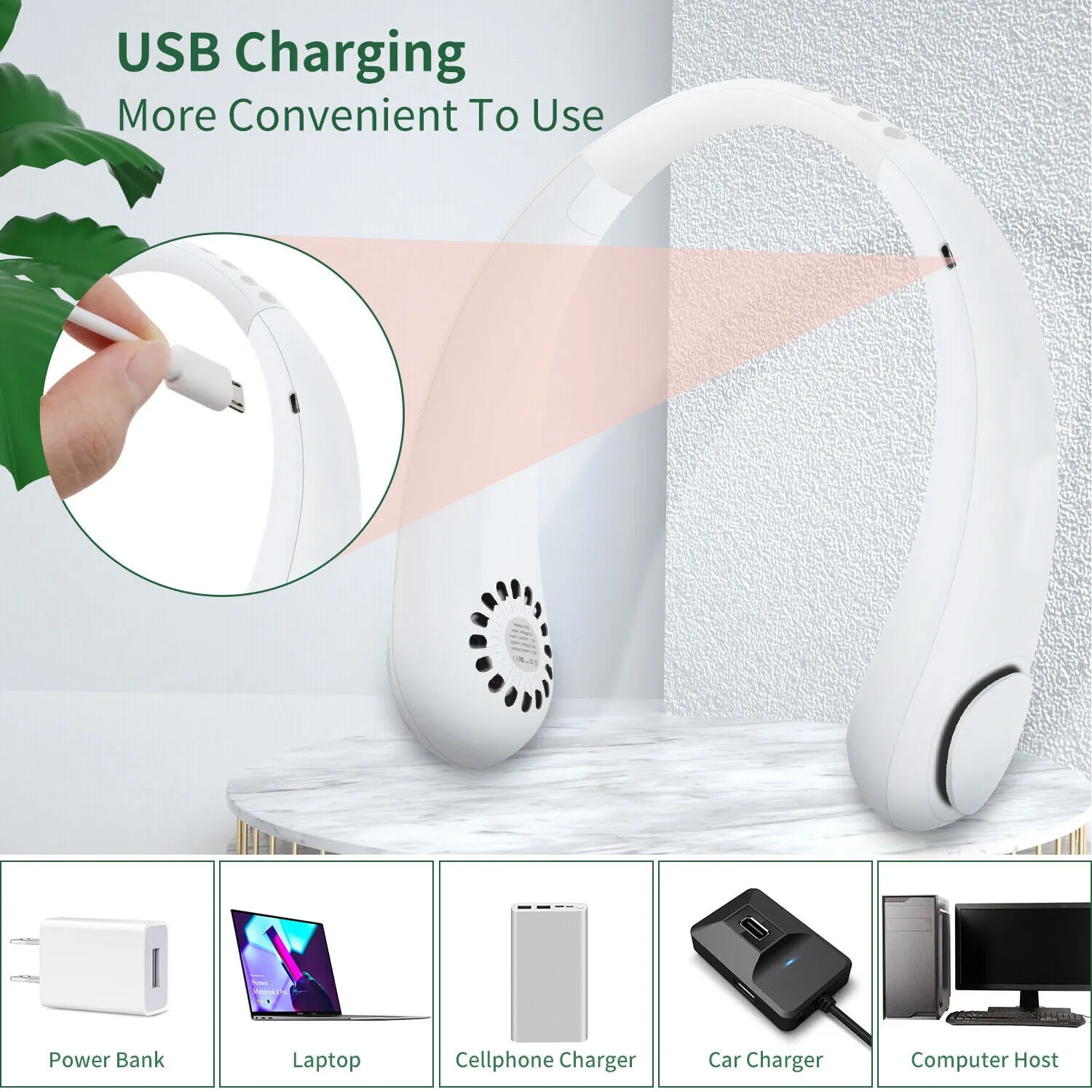 Portable Cooling Neck Fan USB / Rechargeable