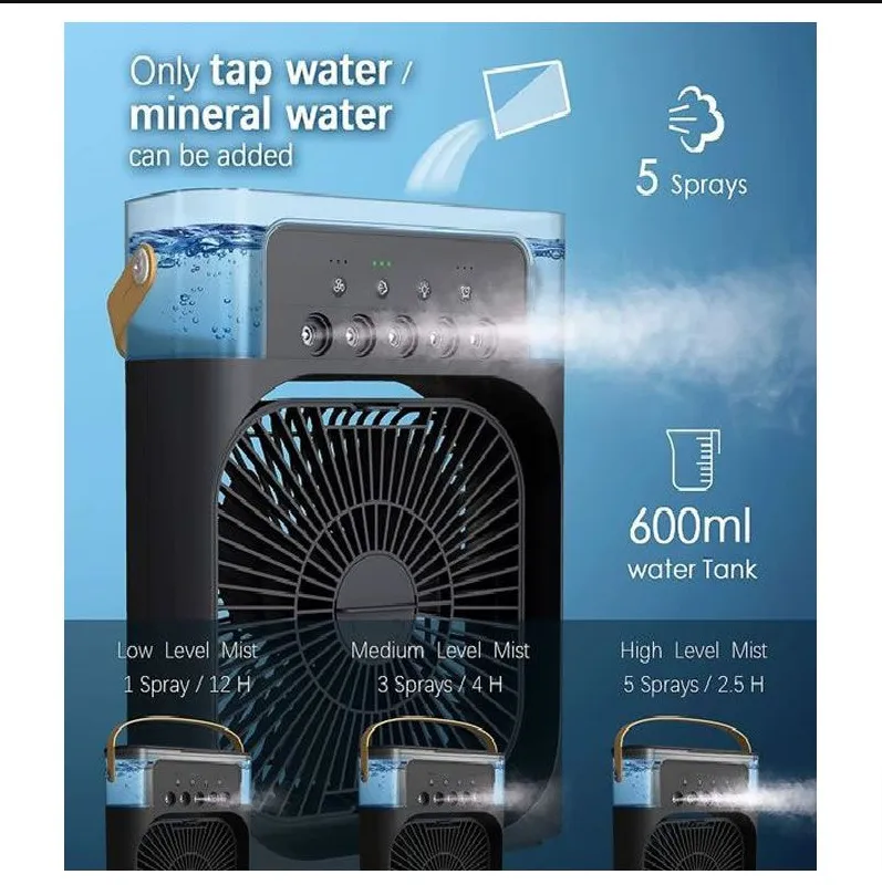Portable Lightweight Air Cooler Fan E10-1-4 Black