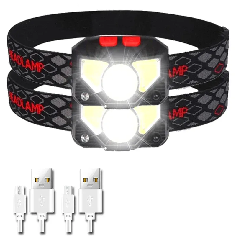 Rechargeable Headlamp Portable LED Headlamp Outdoor Fishing Flashlight Built-in Battery Wave Induction Motion Sensor Headlight