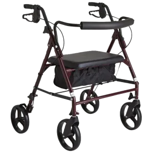 Red Steel Heavy Duty Folding Rollator Walker