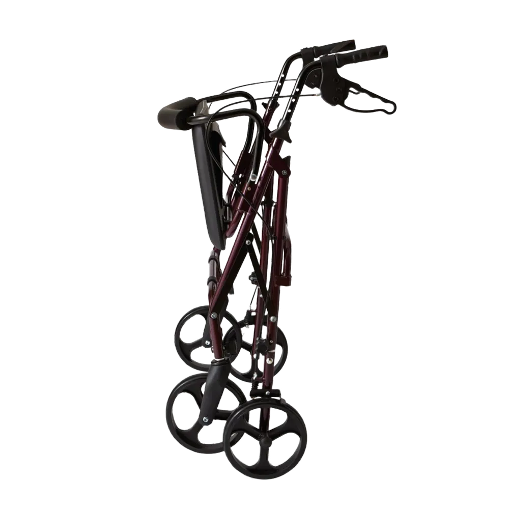 Red Steel Heavy Duty Folding Rollator Walker