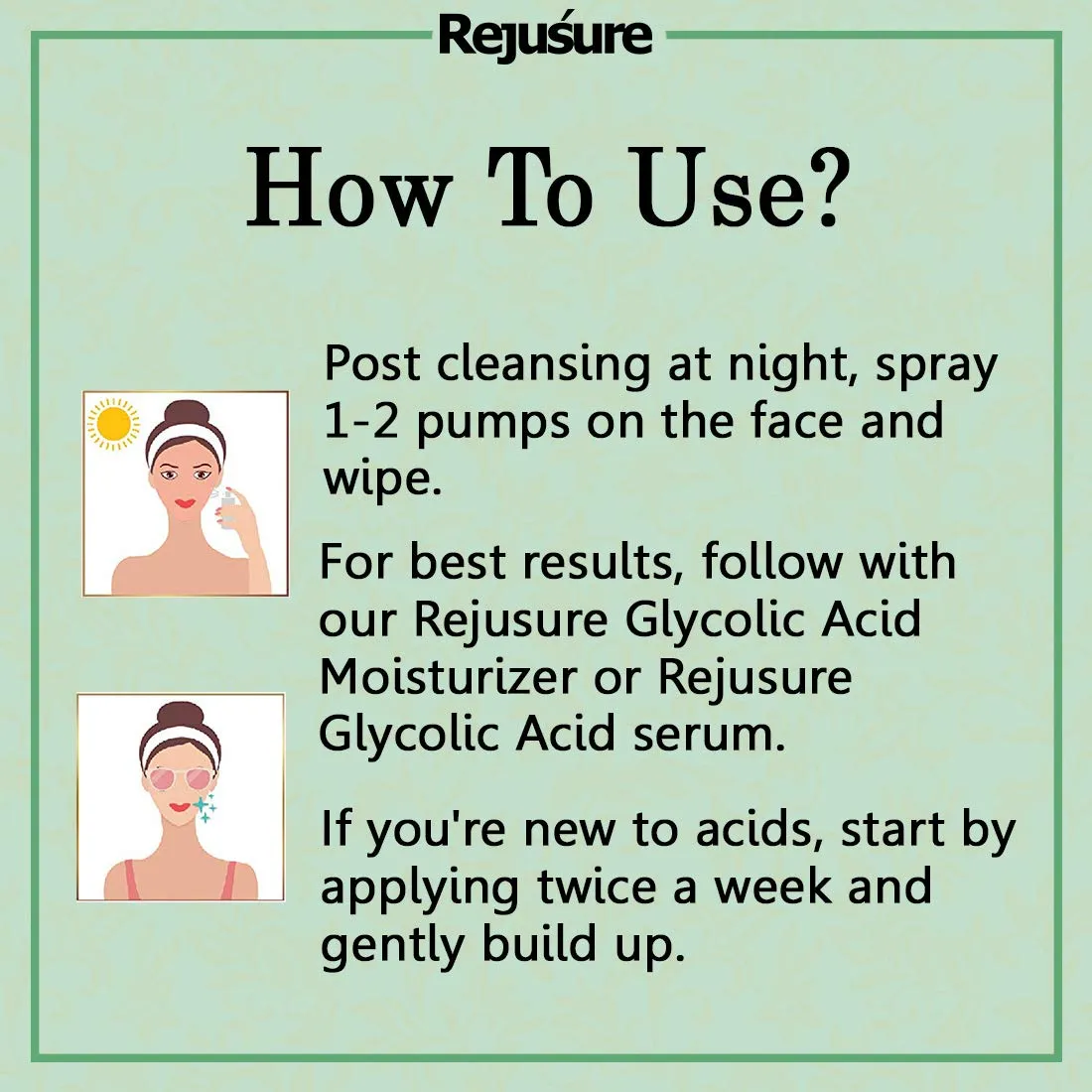 Rejusure Glycolic Acid Face mist – For Improved Skin Brightness & Visible Clarity – 100ml (Pack of 2)
