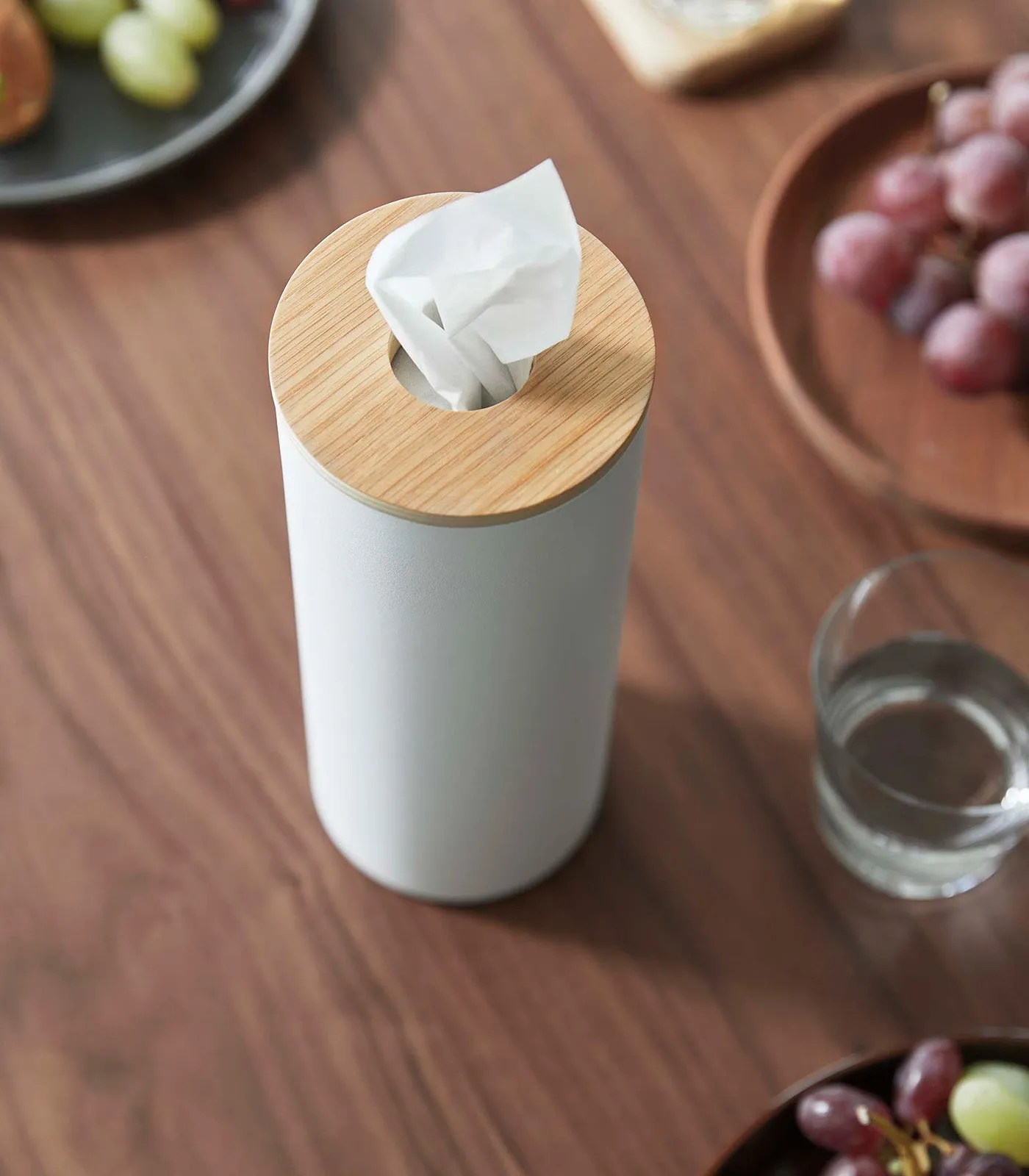 Round Tissue Case - Steel   Wood
