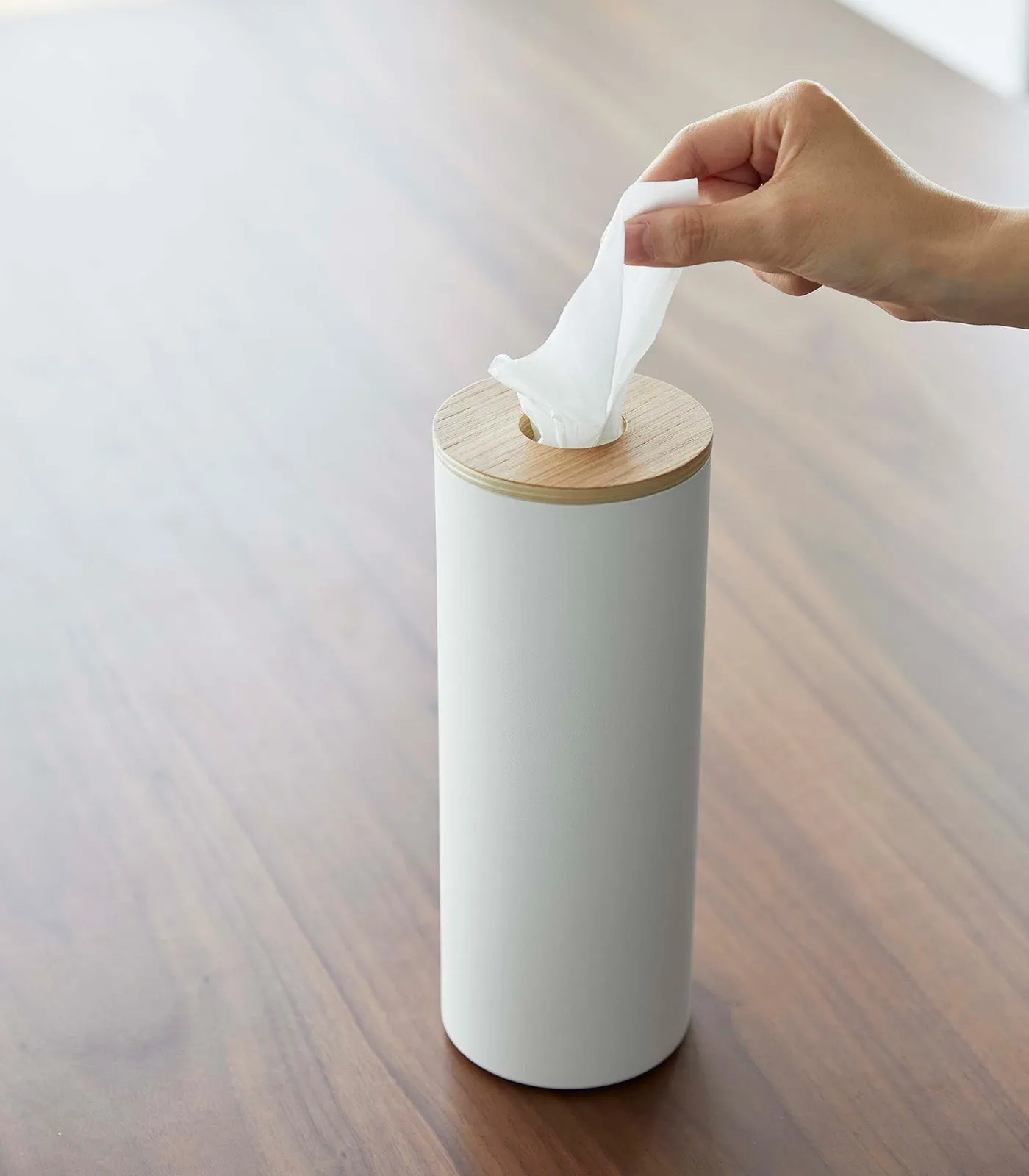 Round Tissue Case - Steel   Wood