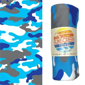 UPF 50  Sunscreen Towel : Blue Camo